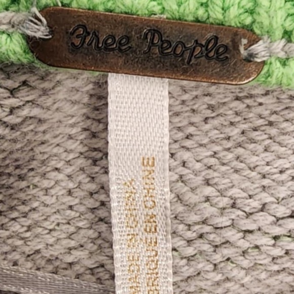 Free People Lime grey combo  Oversized pullover Sweater - Picture 5 of 8